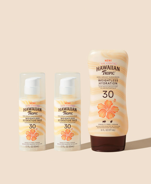 Hawaii購入★Hawaiianトロピックシルク日焼止めスプレーSPF30 Hawaiian Tropic Silk Hydration Dry Oil SPF30 Mist 150ml